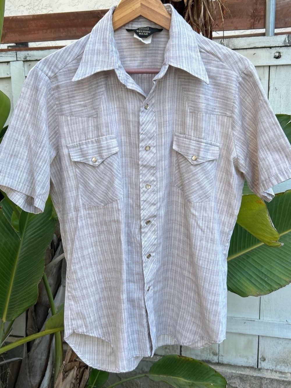 Vintage 70s Sears Western Wear Pearl Snap Shirt 16 Cowboy Western